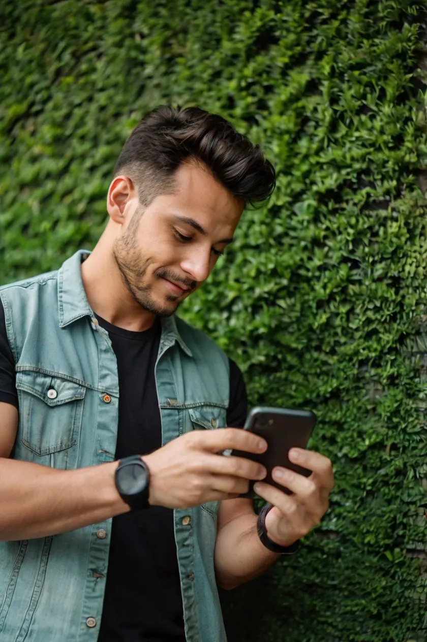 image of a person using social media in his personal cellphone